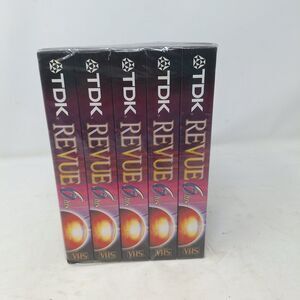 TDK 5 Pack Revue T-120 VHS Tapes 6 Hours Premium Quality Sealed Video Cassettes